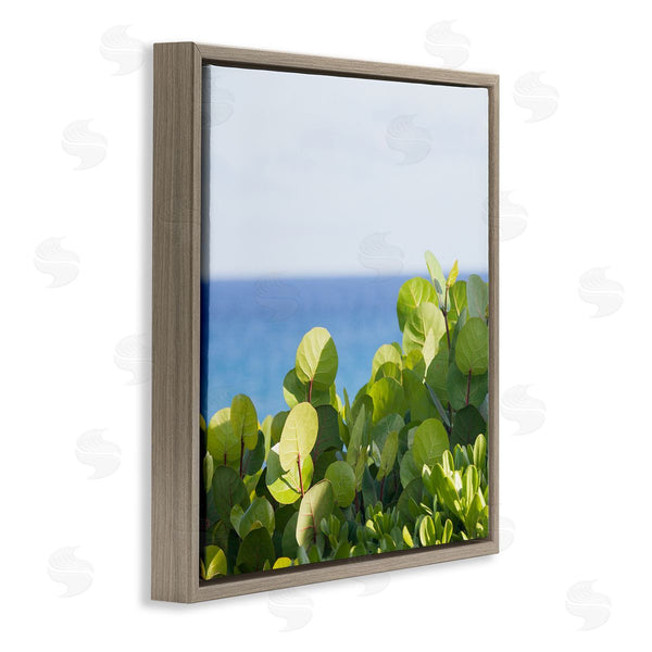 Stupell Industries Michael Quackenbush | Lush Greenery Plants Distant Beach Ocean Water Wall Art