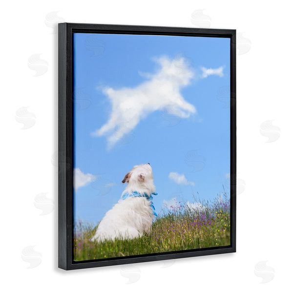 Stupell Industries Michael Quackenbush | White Dog Watching Shaped Clouds Chasing Bone Wall Art
