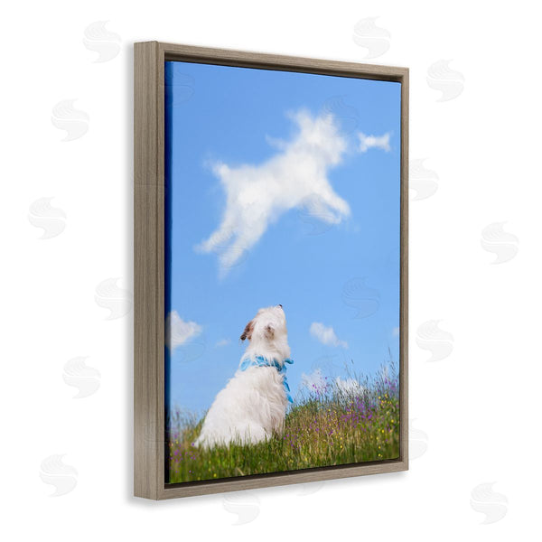 Stupell Industries Michael Quackenbush | White Dog Watching Shaped Clouds Chasing Bone Wall Art
