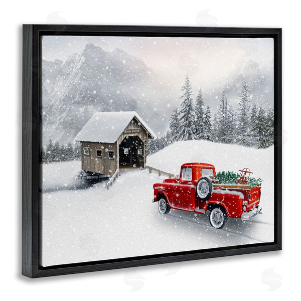 Stupell Industries Michael Shelton | Relaxing Snowcapped Mountain Scenery Vintage Red Truck Wall Art