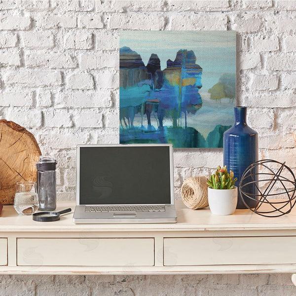 Stupell Industries Michael Tienhaara | Abstract Eerie Forest Landscape Blue Brown Trees Wall Art