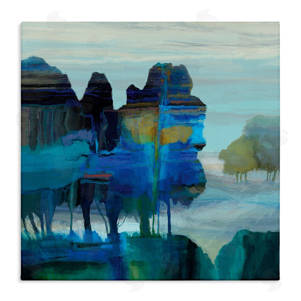 stupell industries Michael Tienhaara | Abstract Eerie Forest Landscape Blue Brown Trees Wall Art
