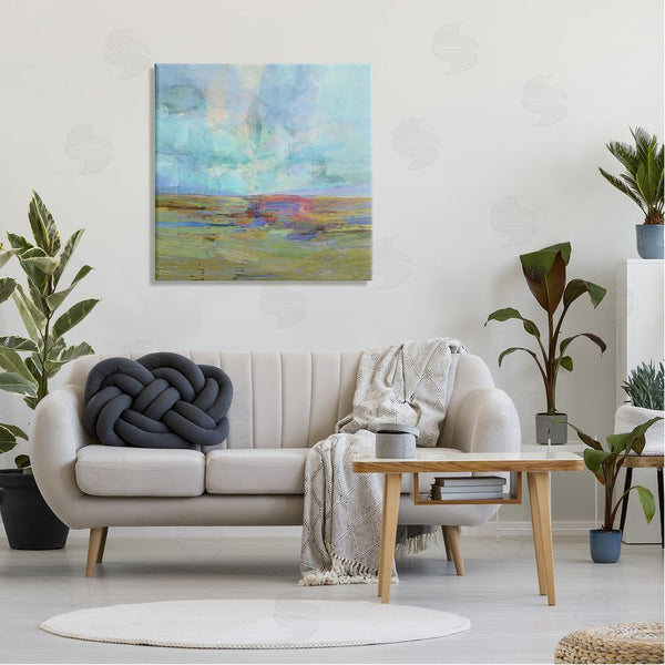 Stupell Industries Michael Tienhaara | Layered Abstract Grassland Scene Luminous Blue Sky Wall Art