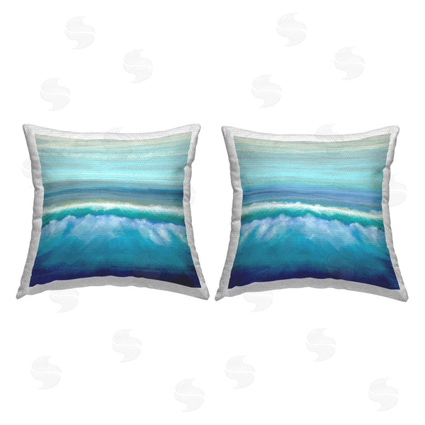 Stupell Industries Michael Tienhaara | Rolling Ocean Waves Splash Printed Throw Pillow Set