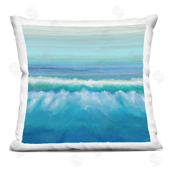 stupell industries Michael Tienhaara | Vivid Blue Beach Waves Printed Throw Pillow