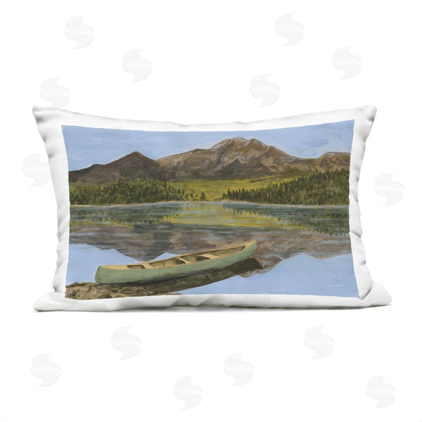Stupell Industries Michael Willett | Alpine Lake With Canoe Printed Throw Pillow
