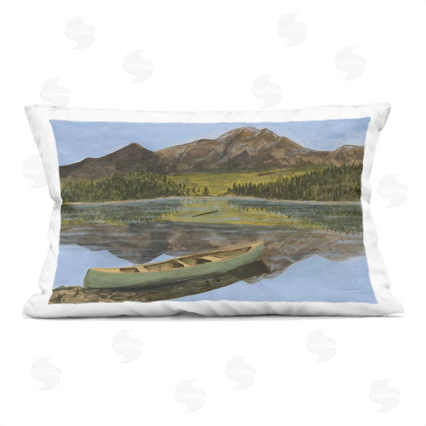 stupell industries Michael Willett | Alpine Lake with Canoe Printed Throw Pillow
