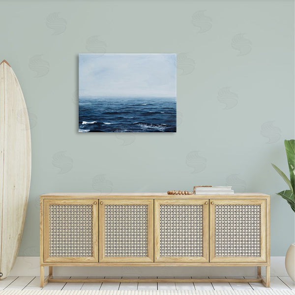 Stupell Industries Michael Willett | Choppy Ocean Water Waves Foggy Nautical Horizon Wall Art