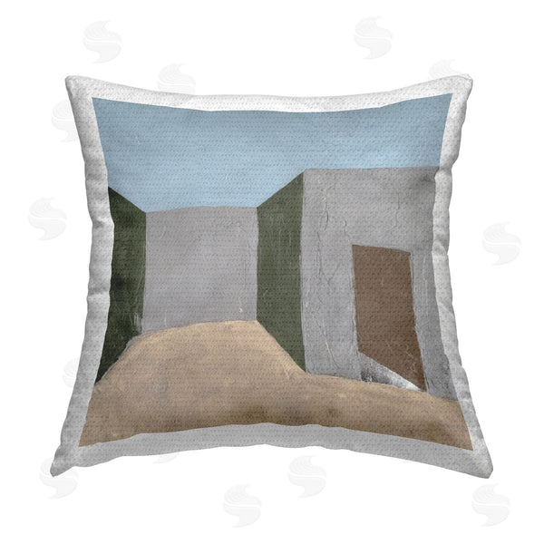 Stupell Industries Michael Willett | Grey Rustic Building Printed Throw Pillow