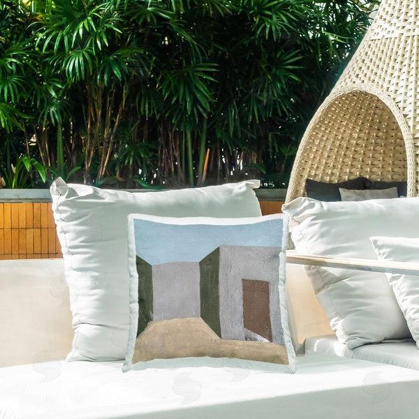 Stupell Industries Michael Willett | Grey Rustic Building Printed Throw Pillow