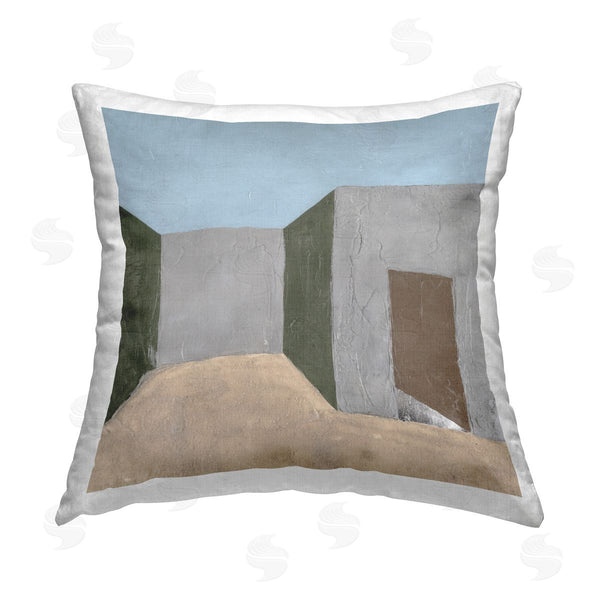 stupell industries Michael Willett | Grey Rustic Building Printed Throw Pillow