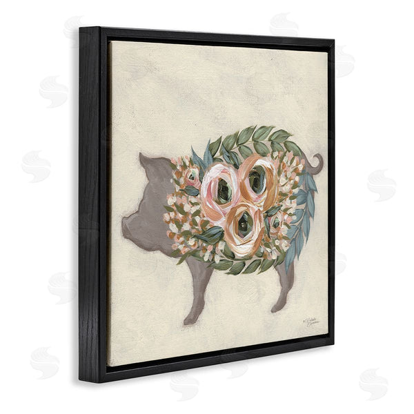 Stupell Industries Michele Norman | Charming Farm Pig Green Pink Floral Body Wall Art