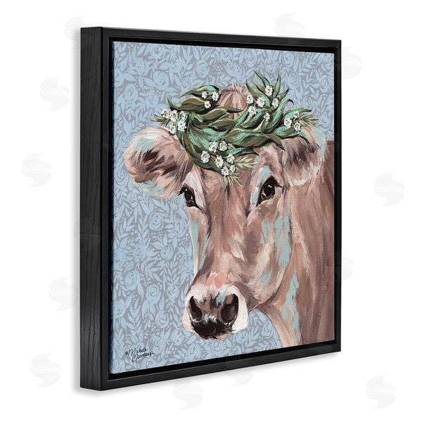 Stupell Industries Michele Norman | Charming Rural Cow Portrait Floral Crown Wall Art