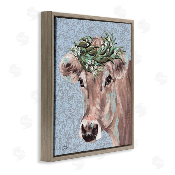 Stupell Industries Michele Norman | Charming Rural Cow Portrait Floral Crown Wall Art