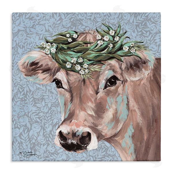 stupell industries Michele Norman | Charming Rural Cow Portrait Floral Crown Wall Art