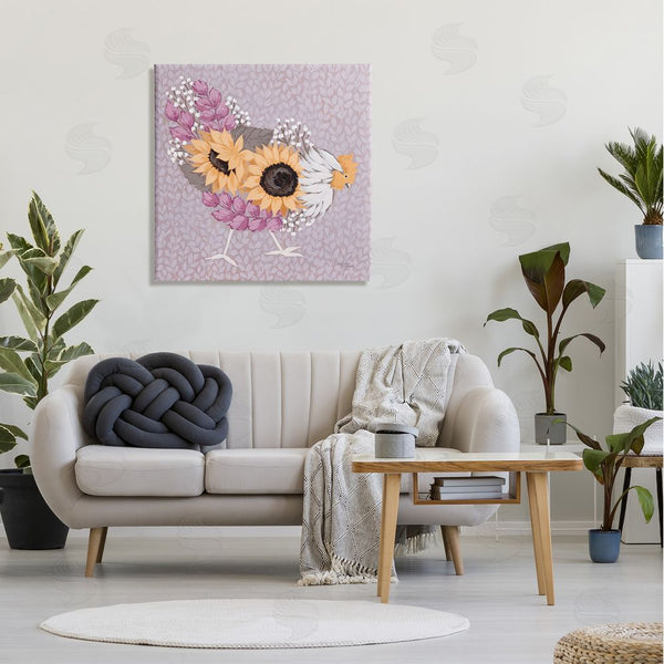 Stupell Industries Michele Norman | Chicken Hen Ground Pecking Pink Sunflower Design Collage Wall Art
