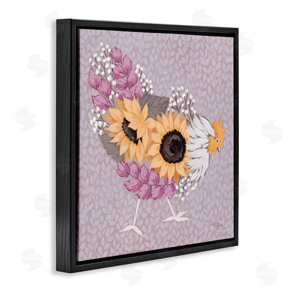 Stupell Industries Michele Norman | Chicken Hen Ground Pecking Pink Sunflower Design Collage Wall Art