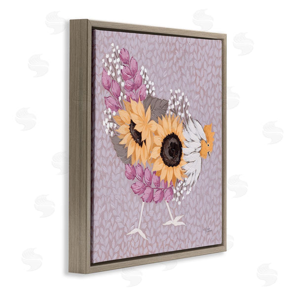 Stupell Industries Michele Norman | Chicken Hen Ground Pecking Pink Sunflower Design Collage Wall Art