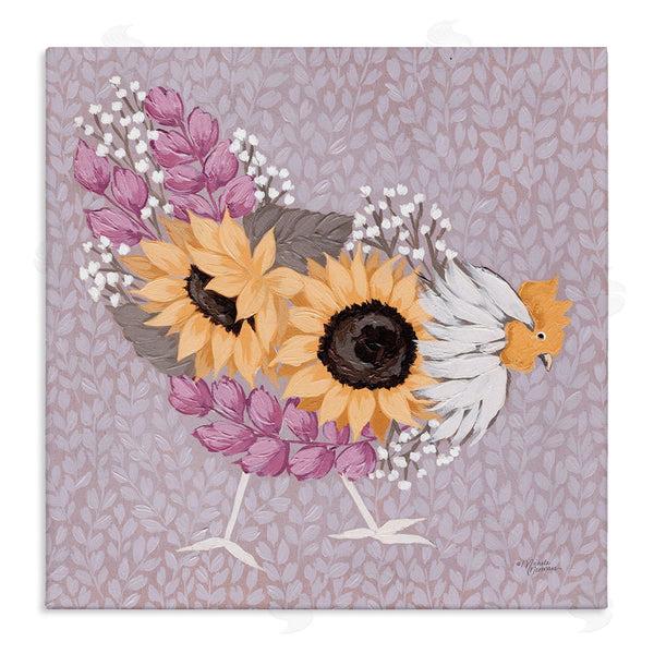 stupell industries Michele Norman | Chicken Hen Ground Pecking Pink Sunflower Design Collage Wall Art