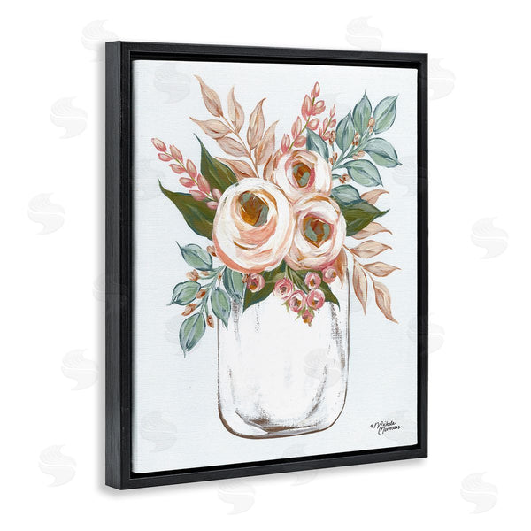 Stupell Industries Michele Norman | Delicate Pink Ranunculus Florals Vintage Farm Jar Wall Art