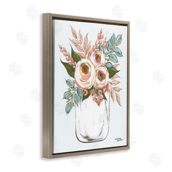 Stupell Industries Michele Norman | Delicate Pink Ranunculus Florals Vintage Farm Jar Wall Art
