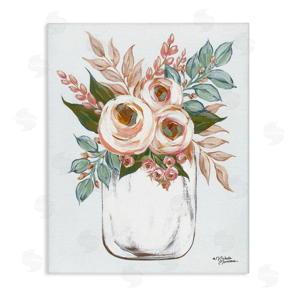 stupell industries Michele Norman | Delicate Pink Ranunculus Florals Vintage Farm Jar Wall Art