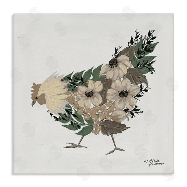 stupell industries Michele Norman | Floral Chicken Farm Arrangement Wall Art