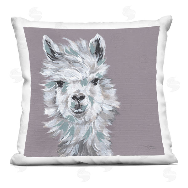 stupell industries Michele Norman | Fluffy Farm Llama Breezy Wise Gaze Printed Throw Pillow