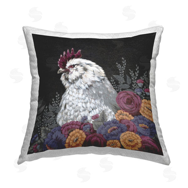 Stupell Industries Michele Norman | Hen With Flowers Printed Throw Pillow