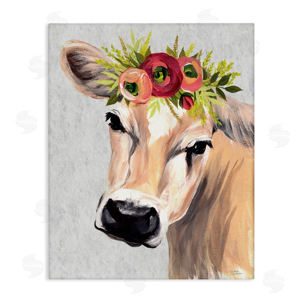 stupell industries Michele Norman | Jersey Cow with Floral Crown Wall Art