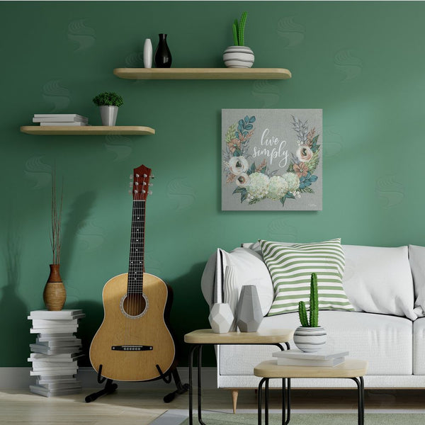 Stupell Industries Michele Norman | Live Simply Sentiment Blooming Flower Wreath Wall Art