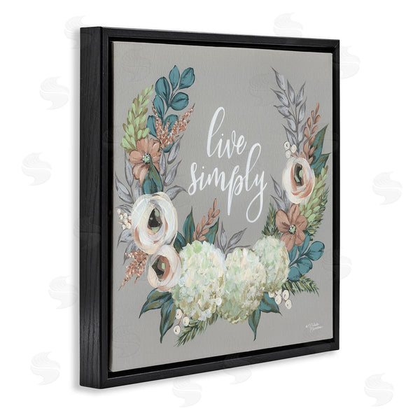 Stupell Industries Michele Norman | Live Simply Sentiment Blooming Flower Wreath Wall Art