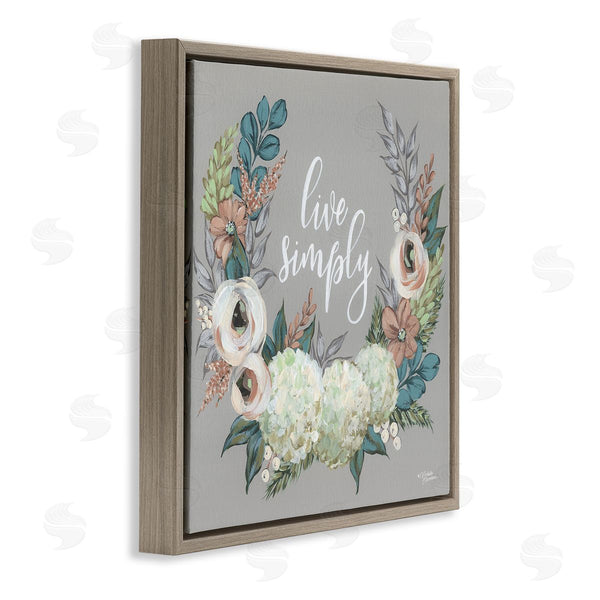 Stupell Industries Michele Norman | Live Simply Sentiment Blooming Flower Wreath Wall Art