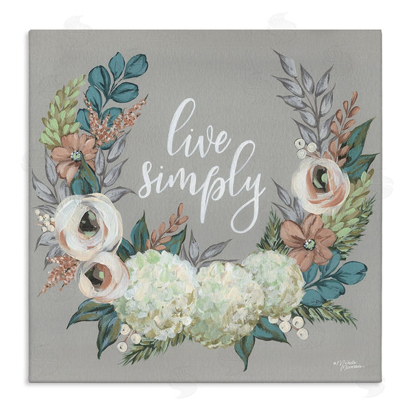 stupell industries Michele Norman | Live Simply Sentiment Blooming Flower Wreath Wall Art