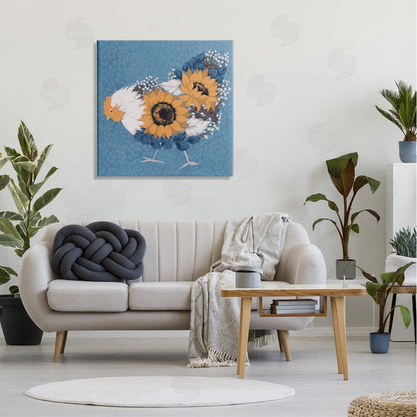 Stupell Industries Michele Norman | Pecking Farm Chicken Floral Blossom Arrangement Bouquet Wall Art