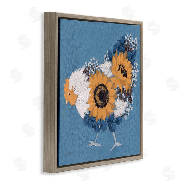 Stupell Industries Michele Norman | Pecking Farm Chicken Floral Blossom Arrangement Bouquet Wall Art