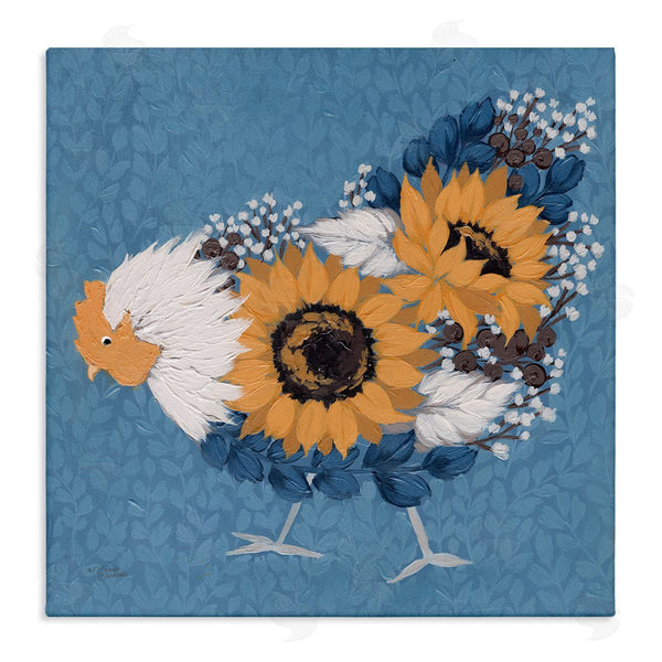 stupell industries Michele Norman | Pecking Farm Chicken Floral Blossom Arrangement Bouquet Wall Art