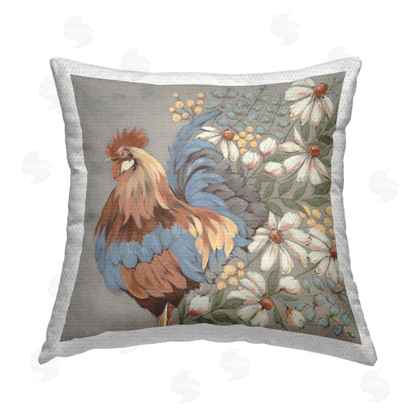 Stupell Industries Michele Norman | Rooster & Floral Daisies Printed Throw Pillow