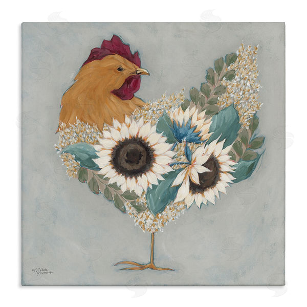 stupell industries Michele Norman | Rooster with Layered Floral Blossoms