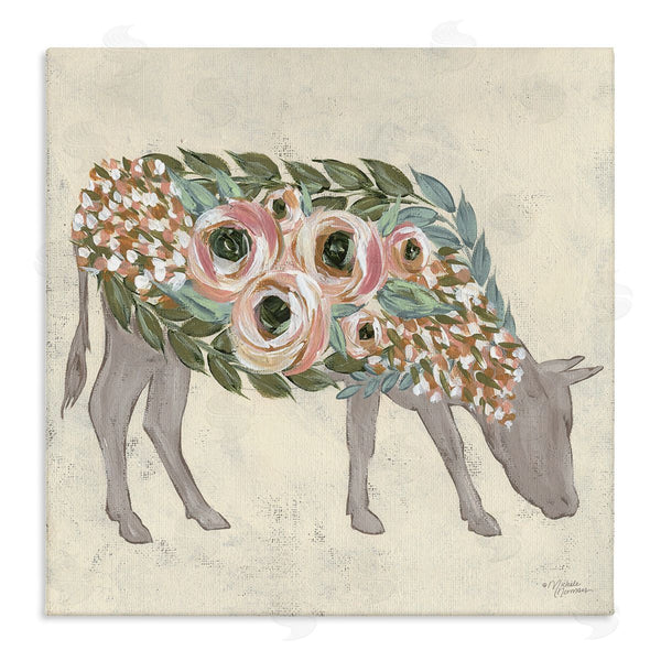 stupell industries Michele Norman | Rustic Horse Pink Green Floral Body Wall Art
