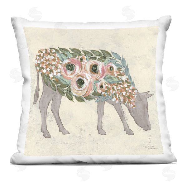 stupell industries Michele Norman | Rustic Horse Pink Green Floral Body Printed Throw Pillow