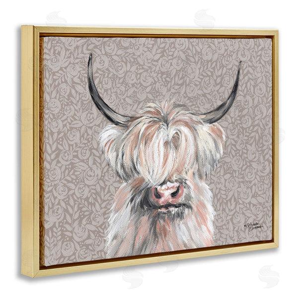 Stupell Industries Michele Norman | Shaggy Cattle Over Floral Pattern
