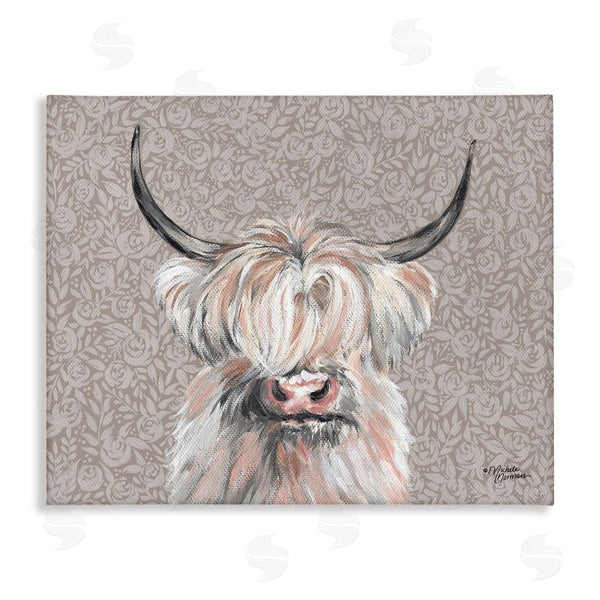 stupell industries Michele Norman | Shaggy Cattle over Floral Pattern