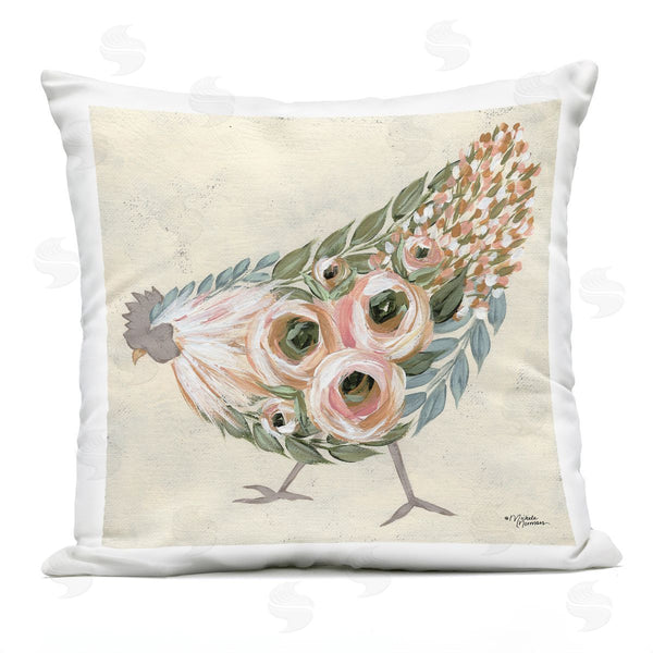 Stupell Industries Michele Norman | Vintage Farm Chicken Pink Floral Body Printed Throw Pillow