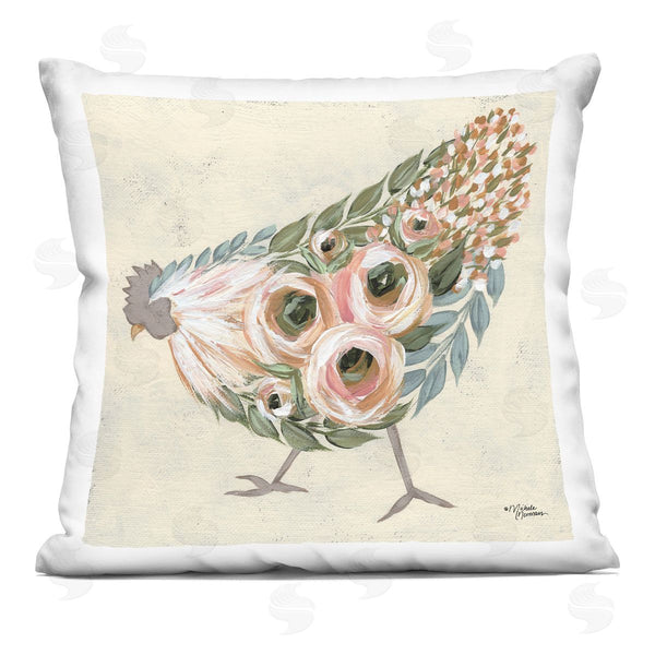stupell industries Michele Norman | Vintage Farm Chicken Pink Floral Body Printed Throw Pillow
