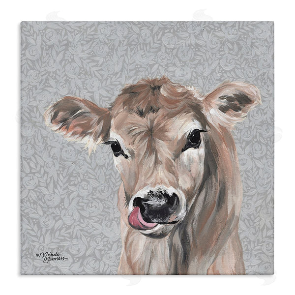 stupell industries Michele Norman | Young Calf Portrait on Floral