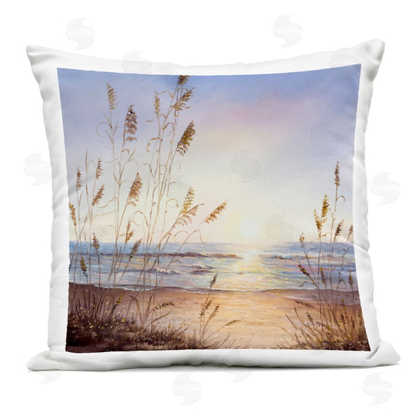 Stupell Industries Michelle Faber | Seascape With Sunlit Grasses Printed Throw Pillow