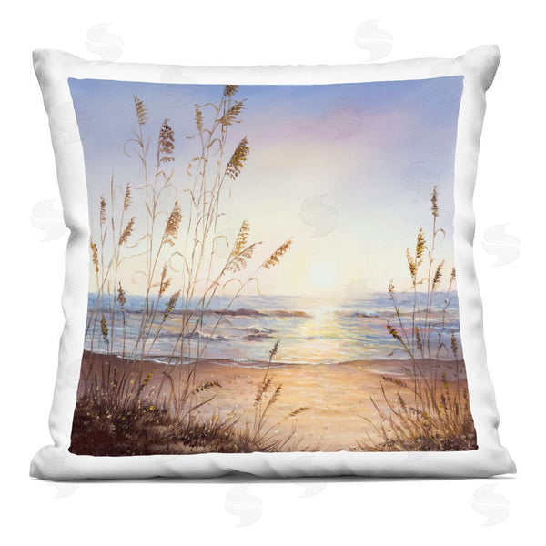 stupell industries Michelle Faber | Seascape with Sunlit Grasses Printed Throw Pillow