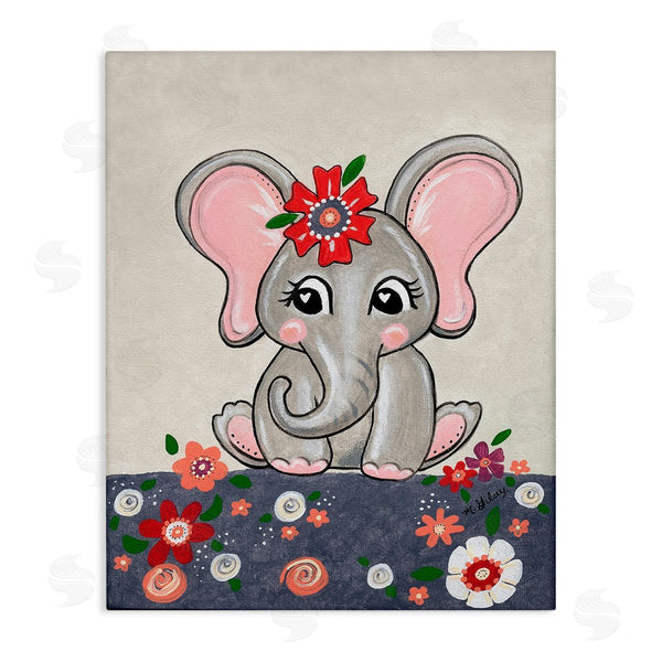 stupell industries Michelle Gilsey | Baby Elephant & Flowers Wall Art