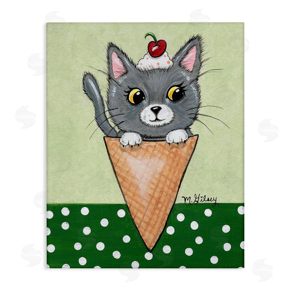 stupell industries Michelle Gilsey | Cat in Ice Cream Cone Wall Art